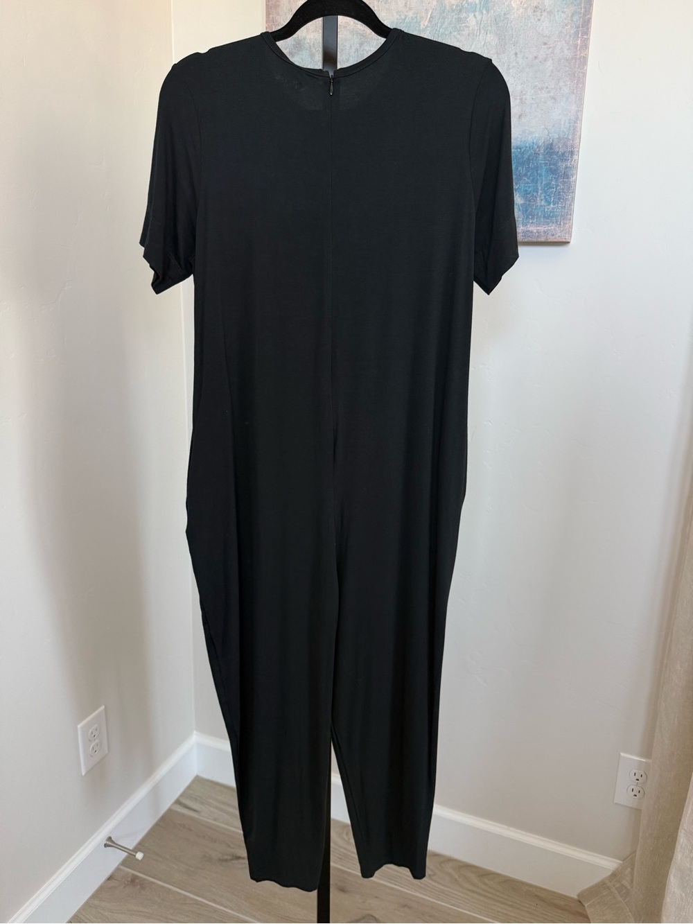 NEW Quince Bamboo Jersey Maternity Everyday Jumpsuit Black Womens Small NWT Soft - Picture 4 of 7